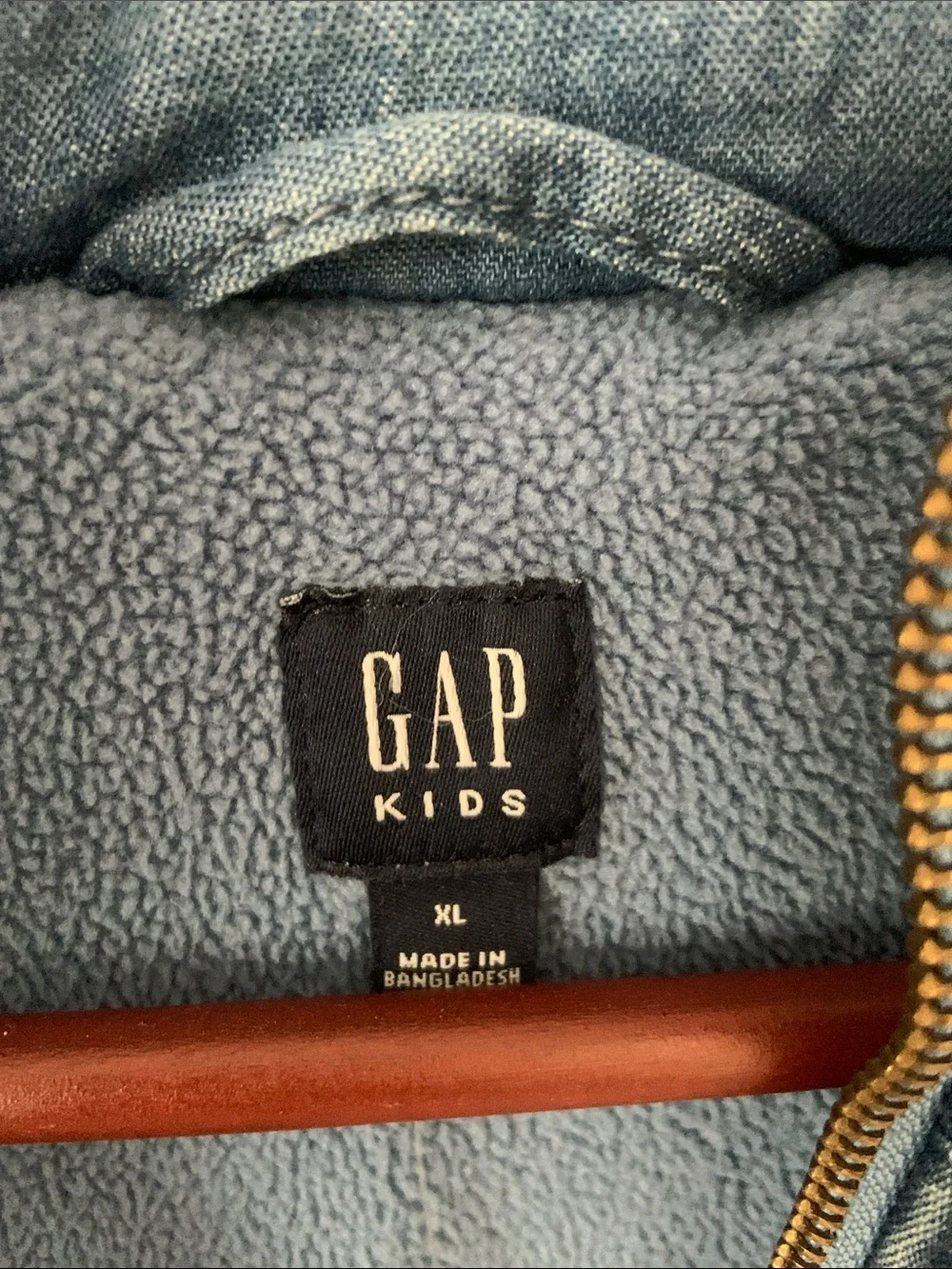 GAP Blue Denim Quilted Cropped Puffer Jacket for Kids